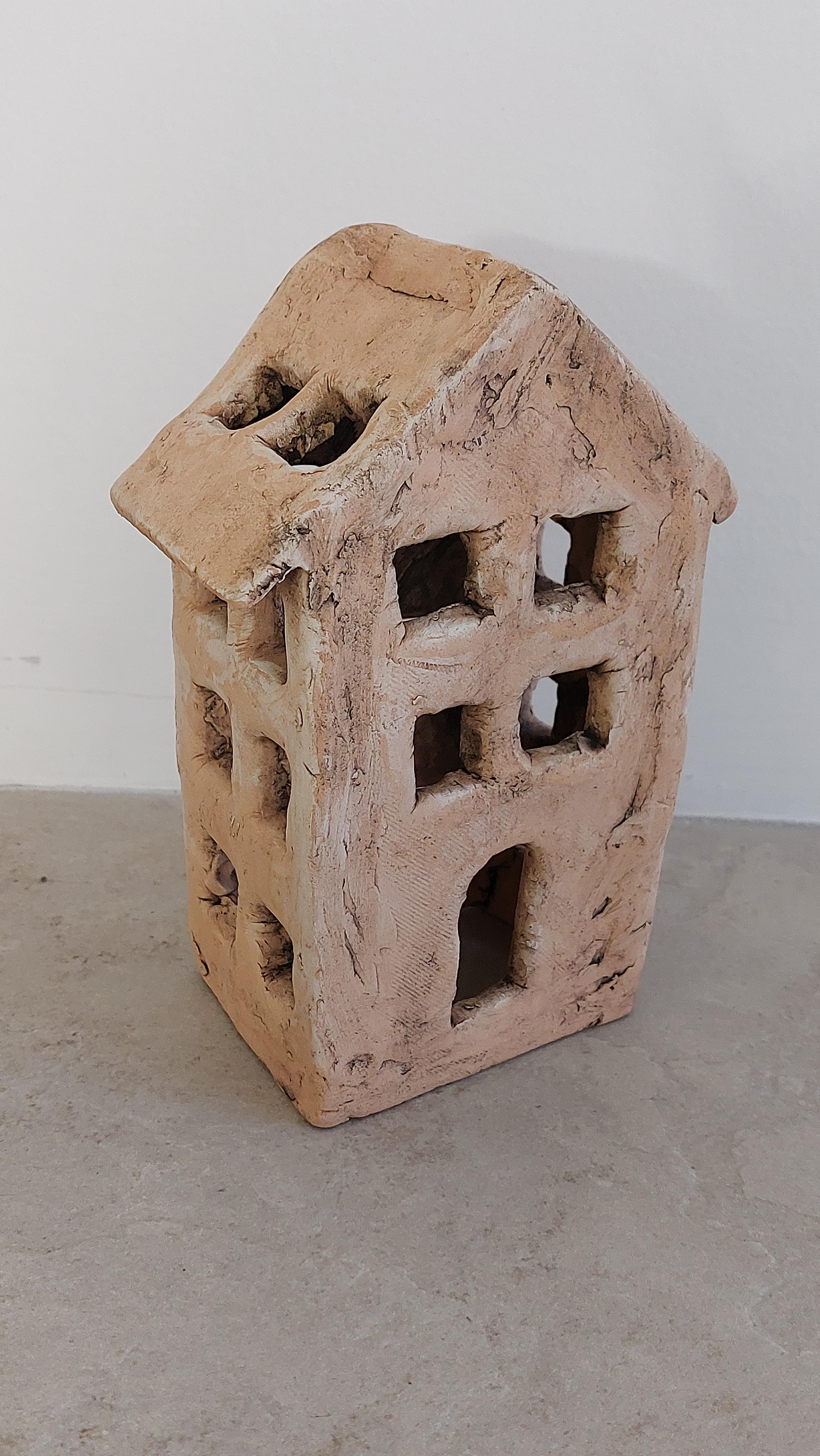 Keramika velká bez glazury Domek svícen 3157